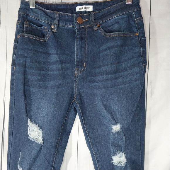 Blue Savvy Distressed Flare Jeans Size 9 - Picture 3 of 13